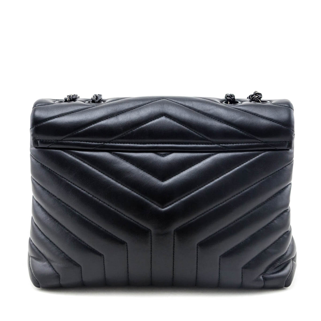 Saint Laurent Black Calfskin Y Quilted Monogram Medium Loulou Chain Satchel