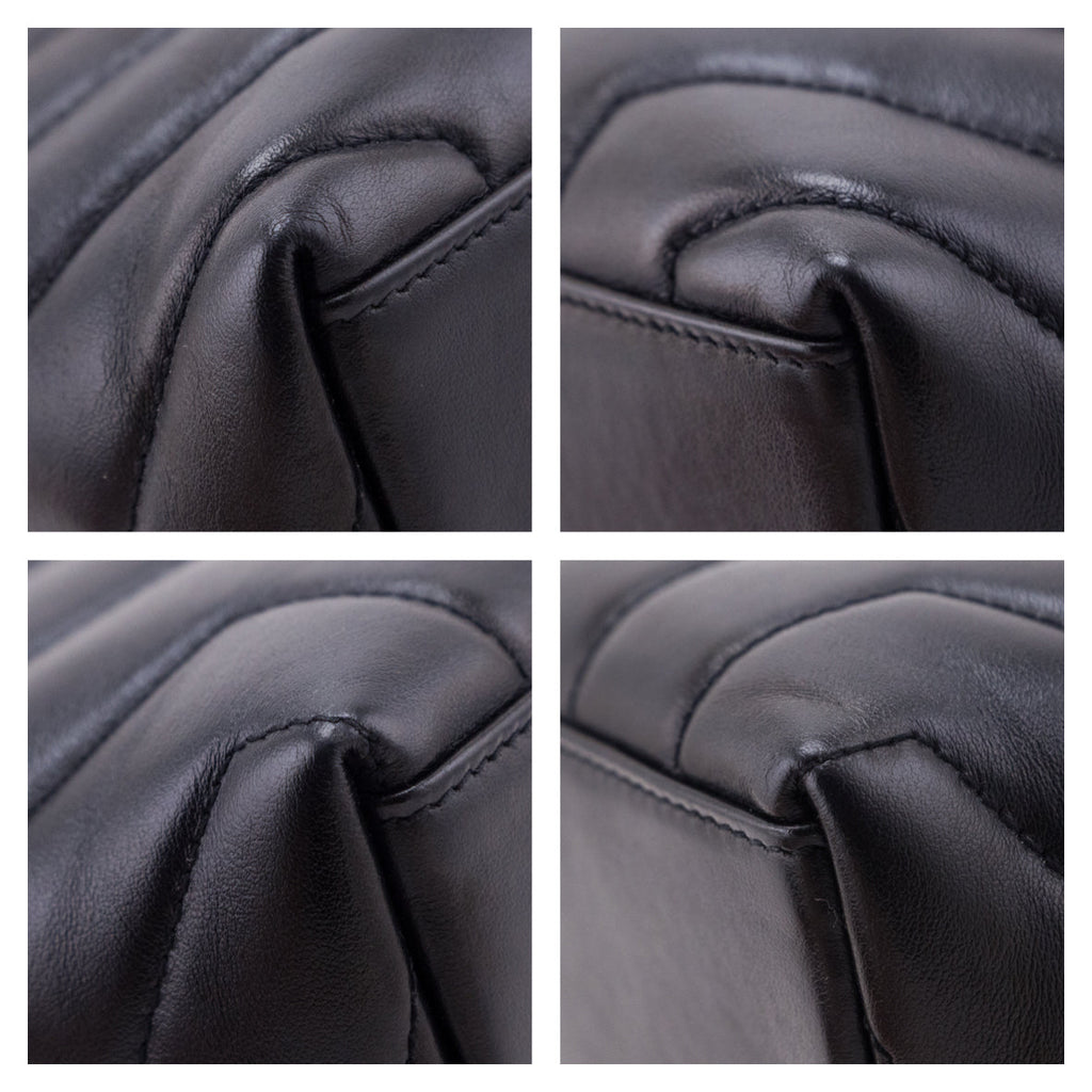 Saint Laurent Black Calfskin Y Quilted Monogram Small Loulou Chain Satchel