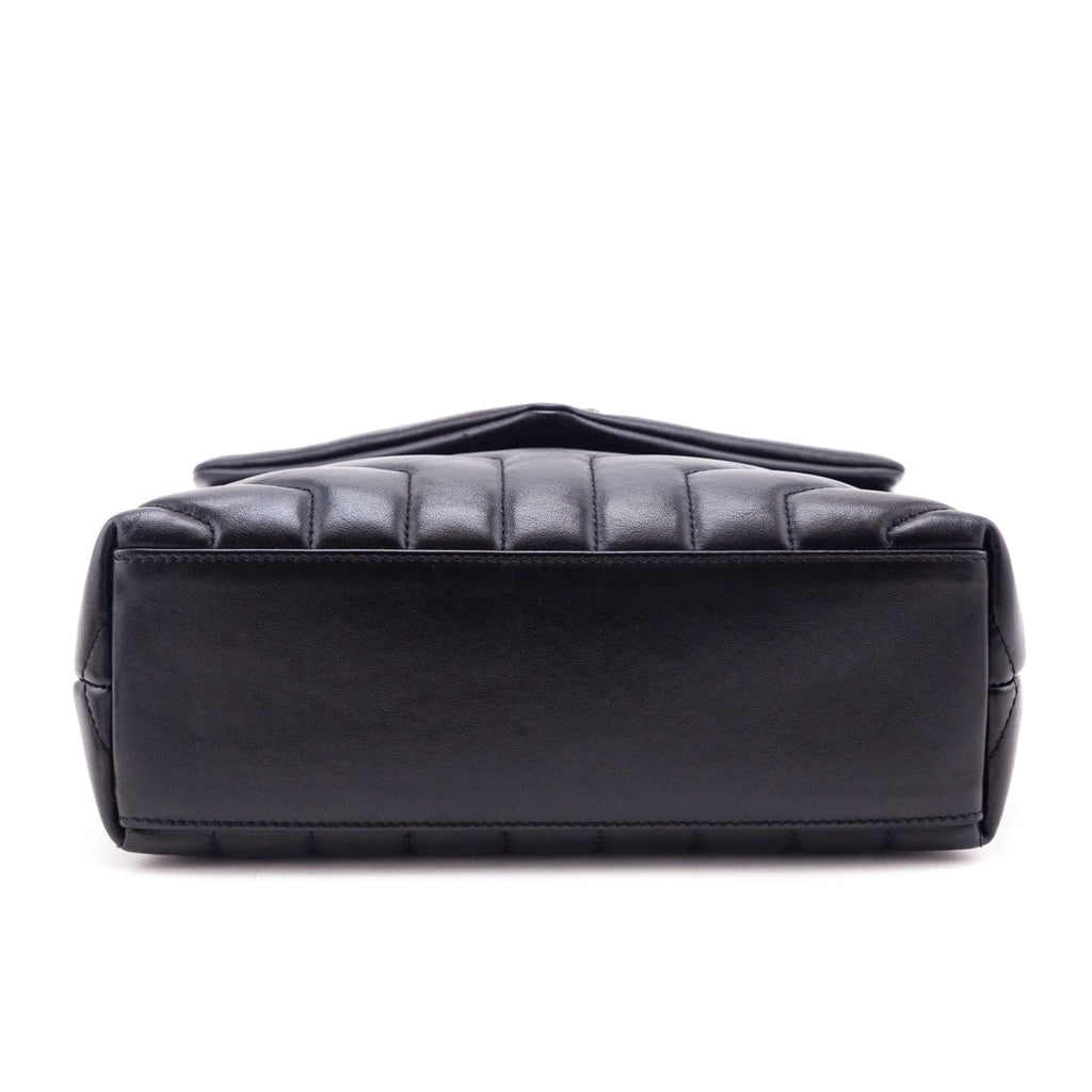 Saint Laurent Black Calfskin Y Quilted Monogram Small Loulou Chain Satchel