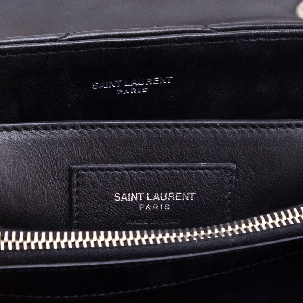 Saint Laurent Black Calfskin Y Quilted Monogram Small Loulou Chain Satchel