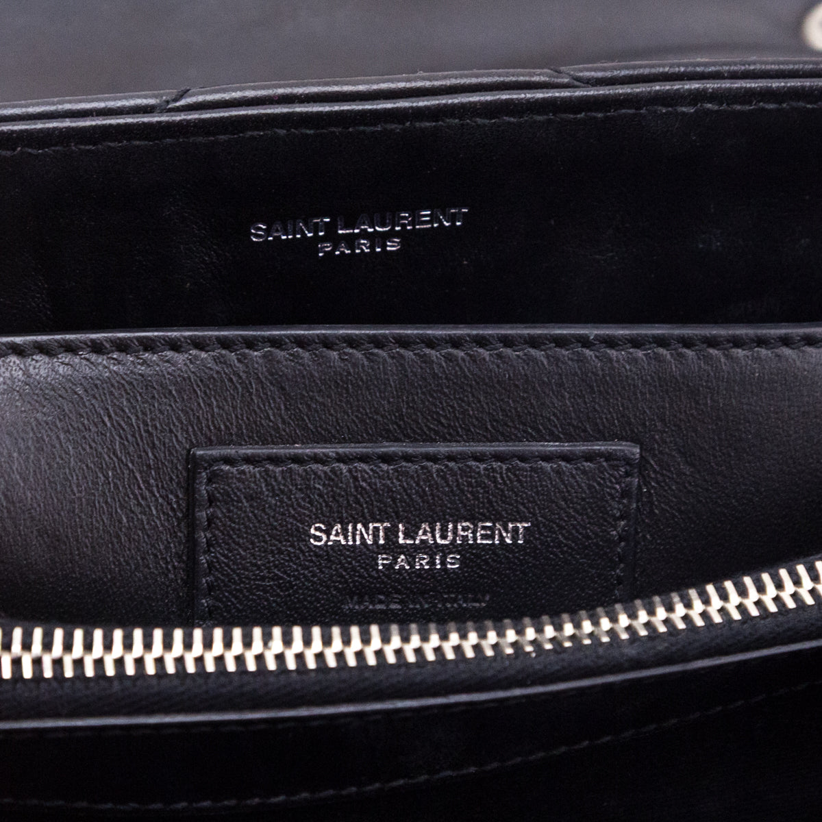 Saint Laurent Black Calfskin Y Quilted Monogram Small Loulou Chain Satchel