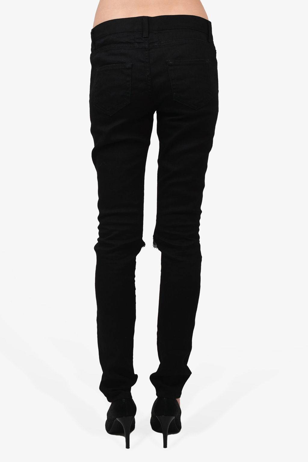 Saint Laurent Black Denim Distressed Jeans Size 29