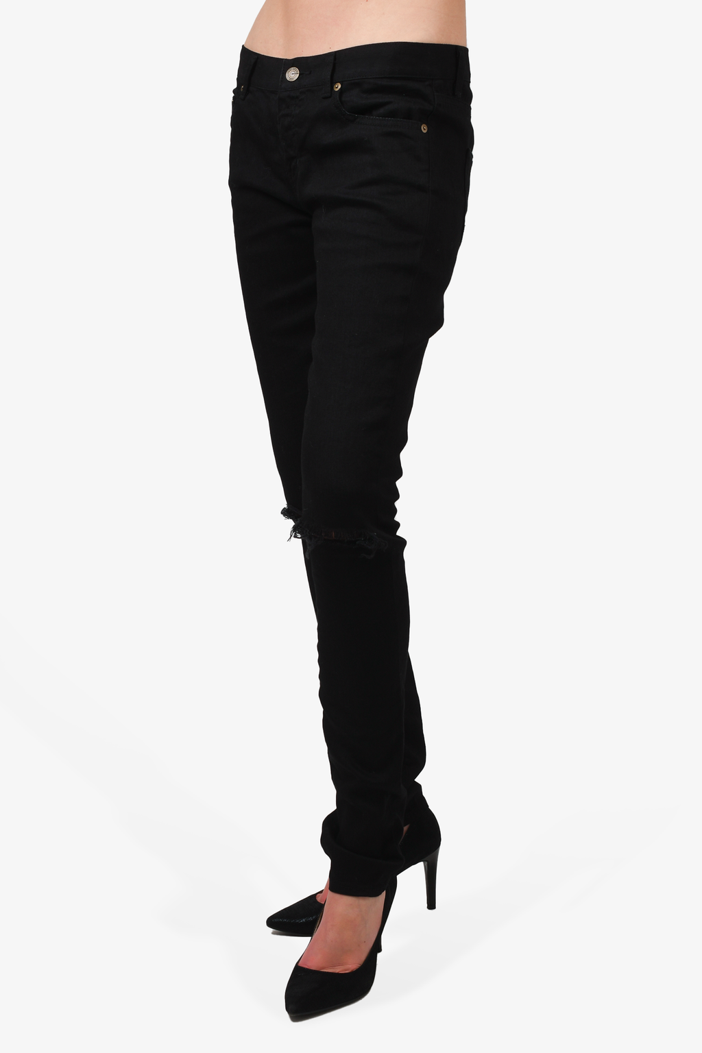 Saint Laurent Black Denim Distressed Jeans Size 29