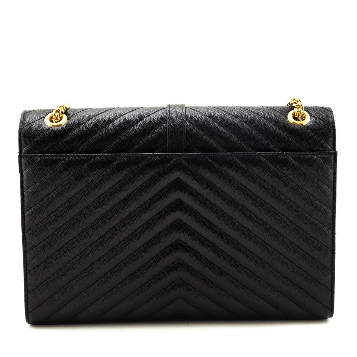 Saint Laurent Black Grain De Poudre Matelasse Chevron Large Monogram Satchel