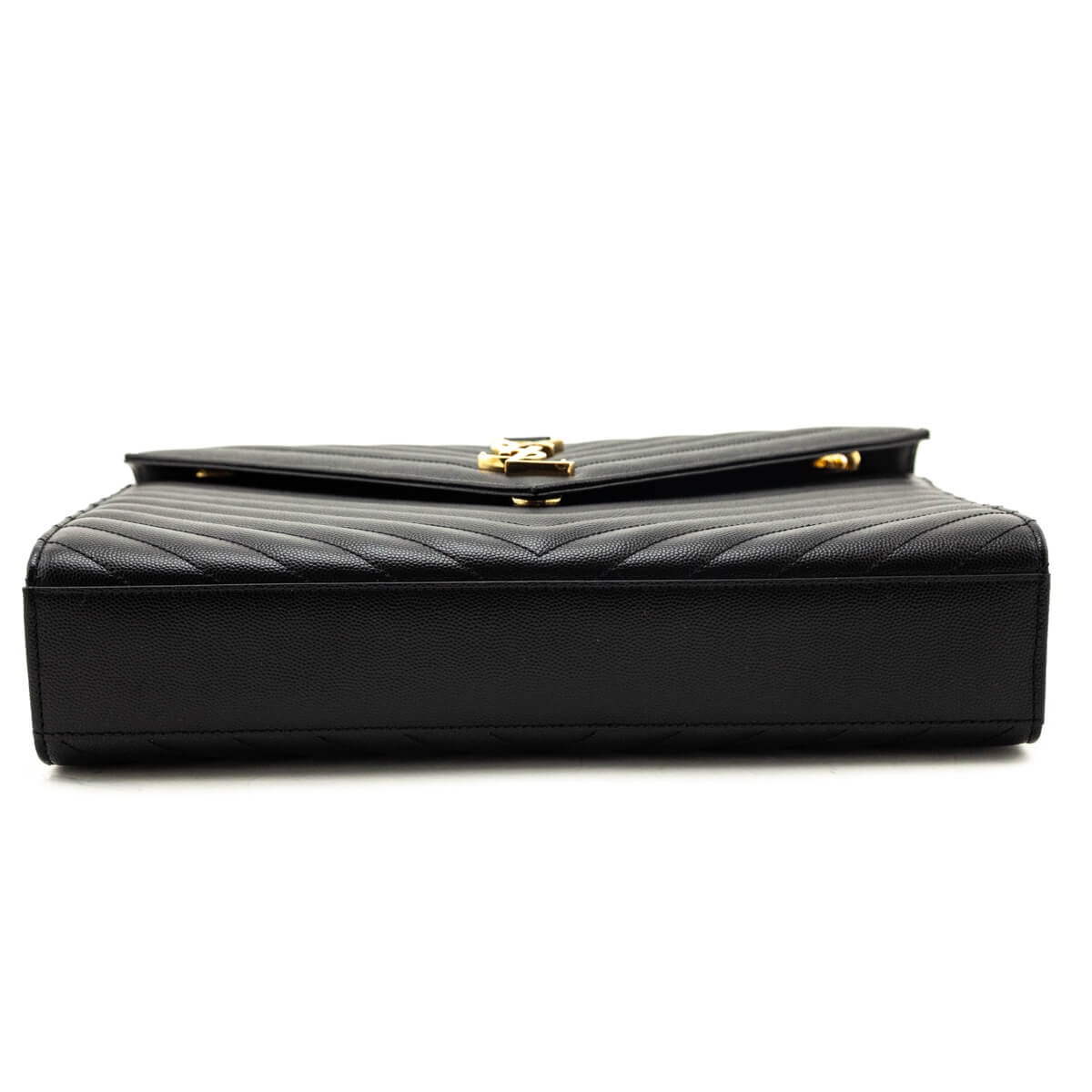 Saint Laurent Black Grain De Poudre Matelasse Chevron Large Monogram Satchel