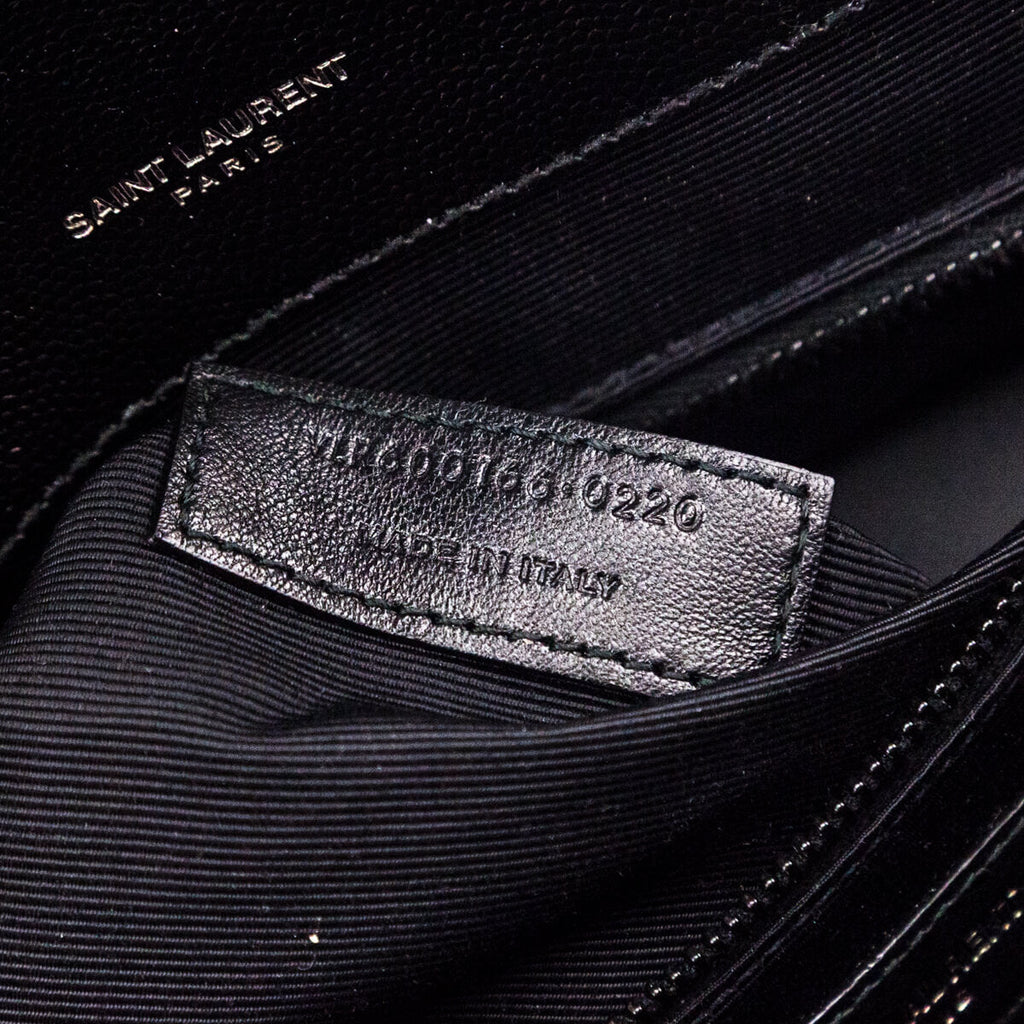 Saint Laurent Black Grain de Poudre Mixed Matelasse Triquilt Large Monogram Satchel