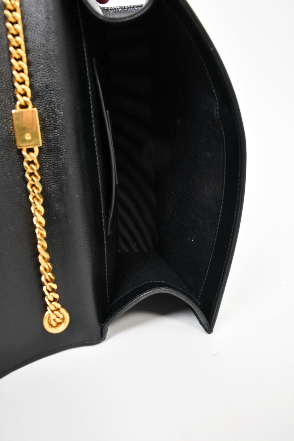 Saint Laurent Black Grained Leather Medium Kate Chain Bag GHW