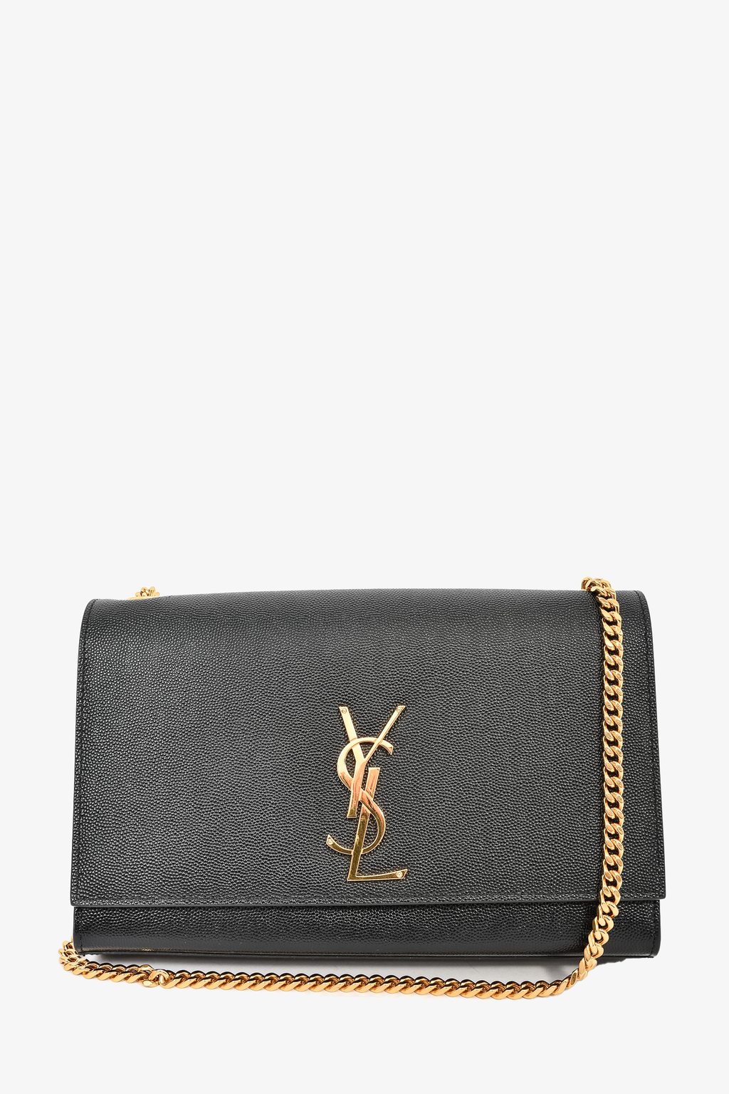 Saint Laurent Black Grained Leather Medium Kate Chain Bag GHW