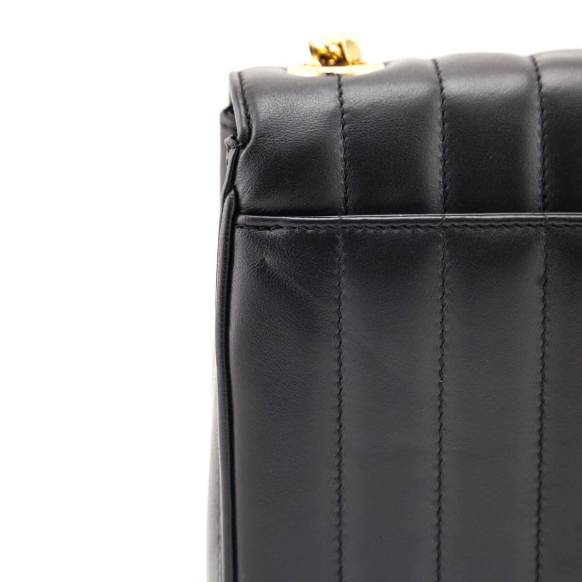 Saint Laurent Black Lambskin Vertical Matelasse Medium Vicky Bag