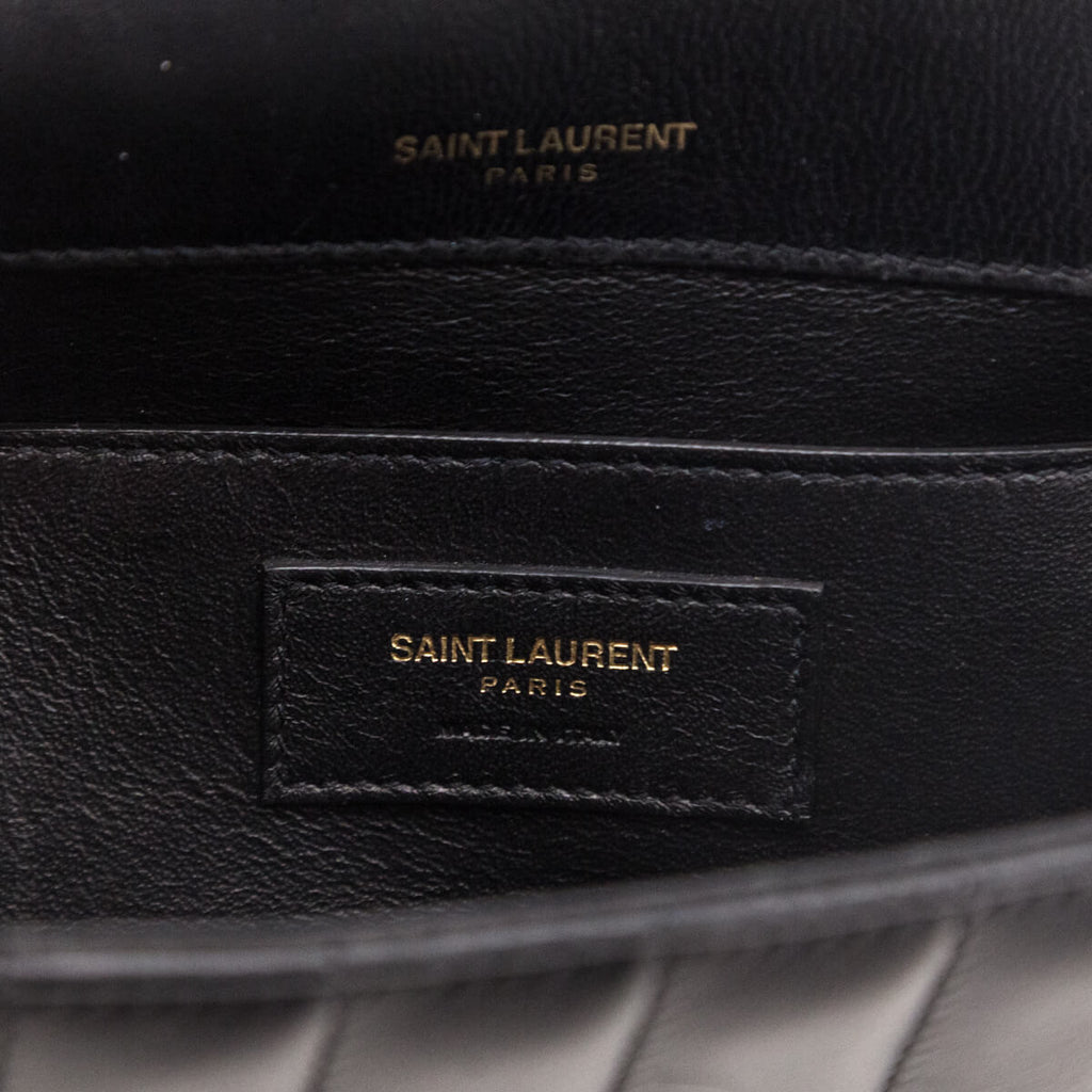 Saint Laurent Black Lambskin Vertical Matelasse Medium Vicky Bag