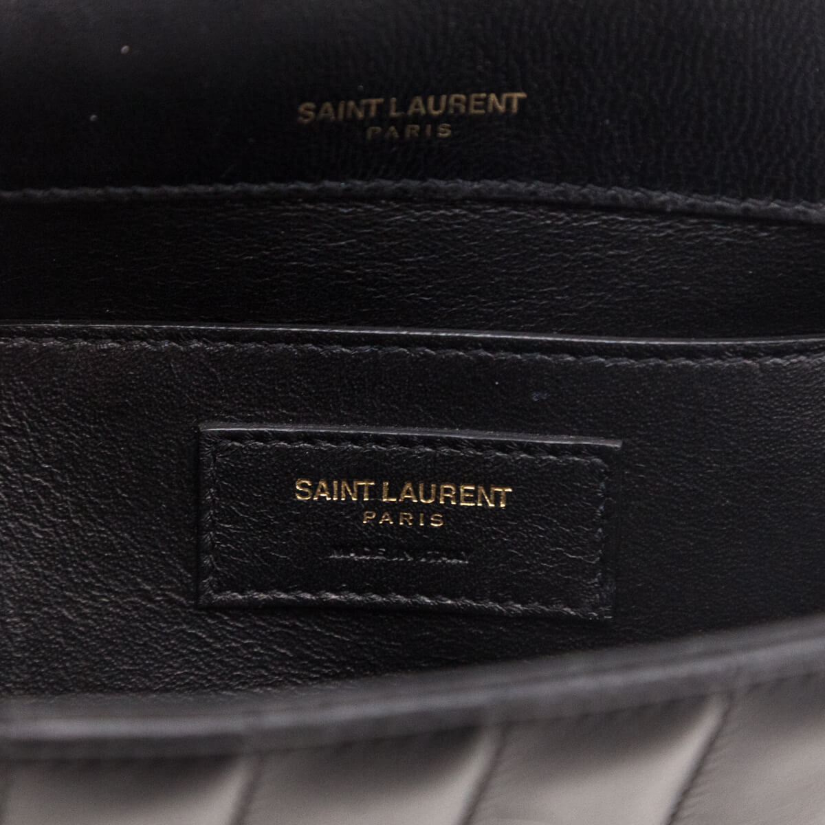 Saint Laurent Black Lambskin Vertical Matelasse Medium Vicky Bag
