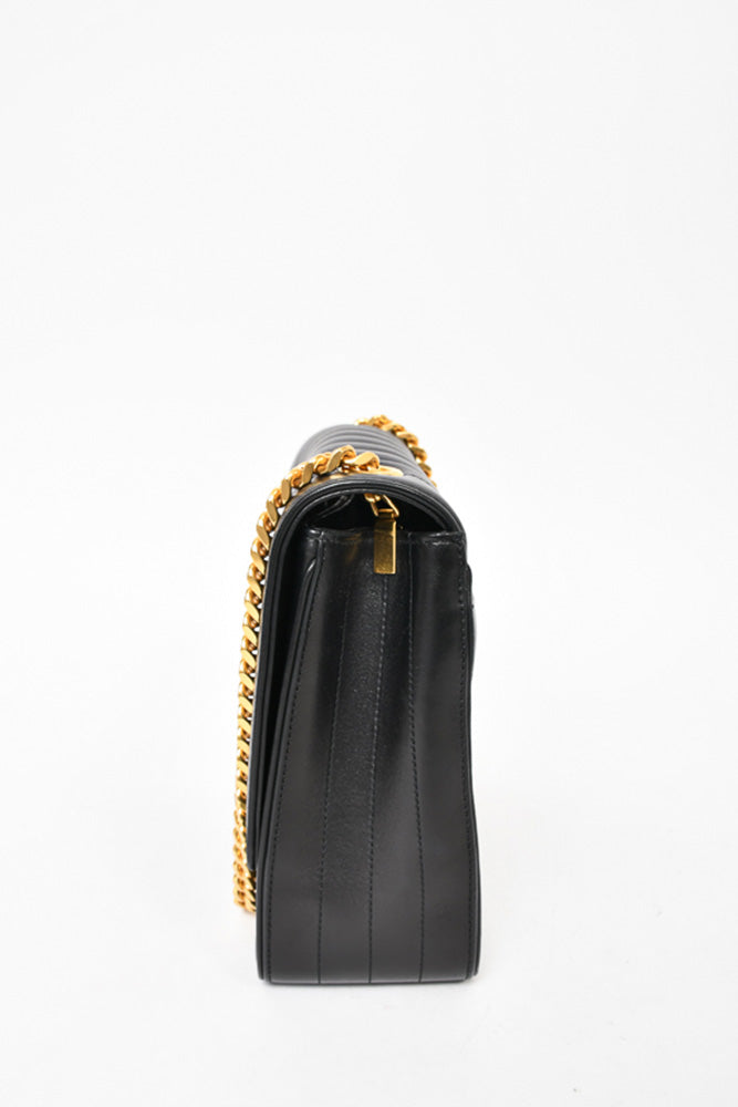Saint Laurent Black Leather Large Vicky Chain Bag