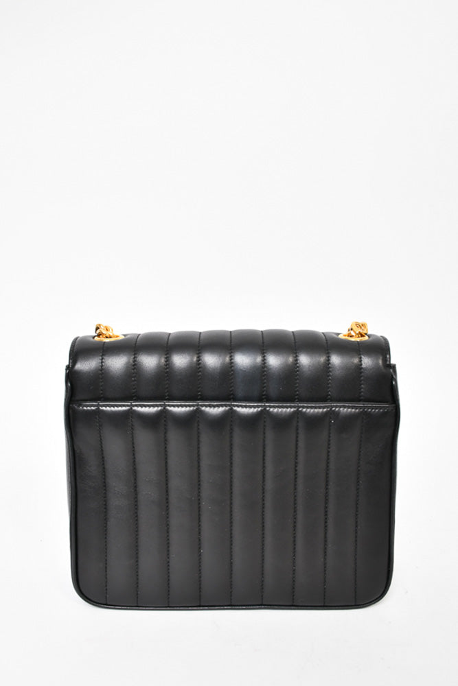 Saint Laurent Black Leather Large Vicky Chain Bag