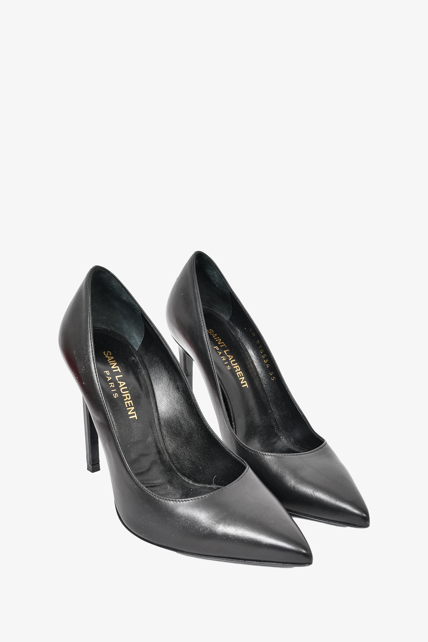 Saint Laurent Black Leather Pointed Toe Heels Size 35