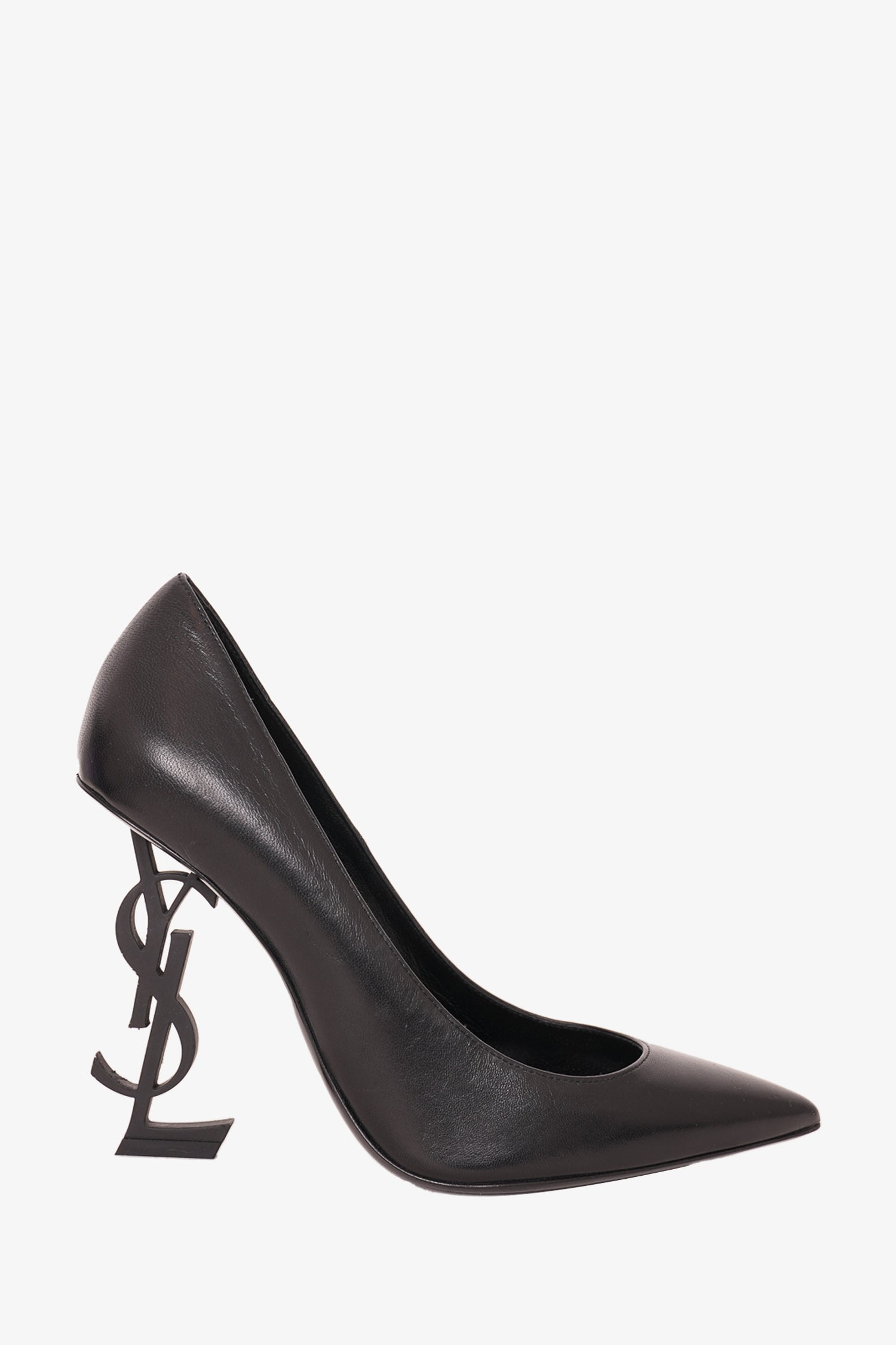 Saint Laurent Black Leather 'Opyum' Heels Size 37.5