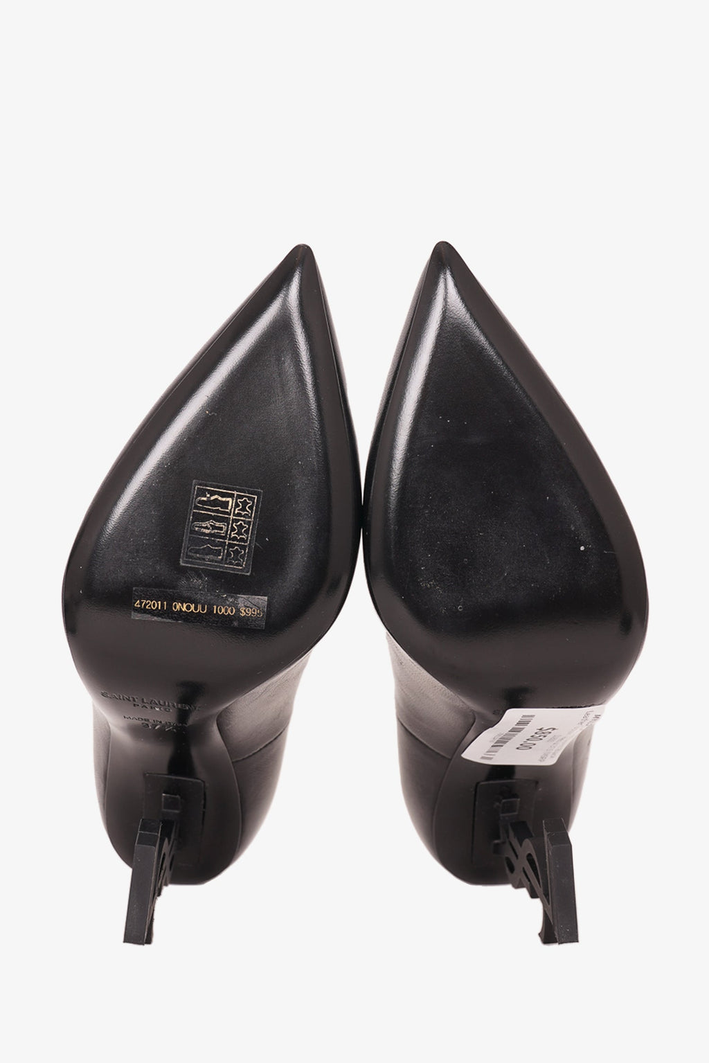 Saint Laurent Black Leather 'Opyum' Heels Size 37.5