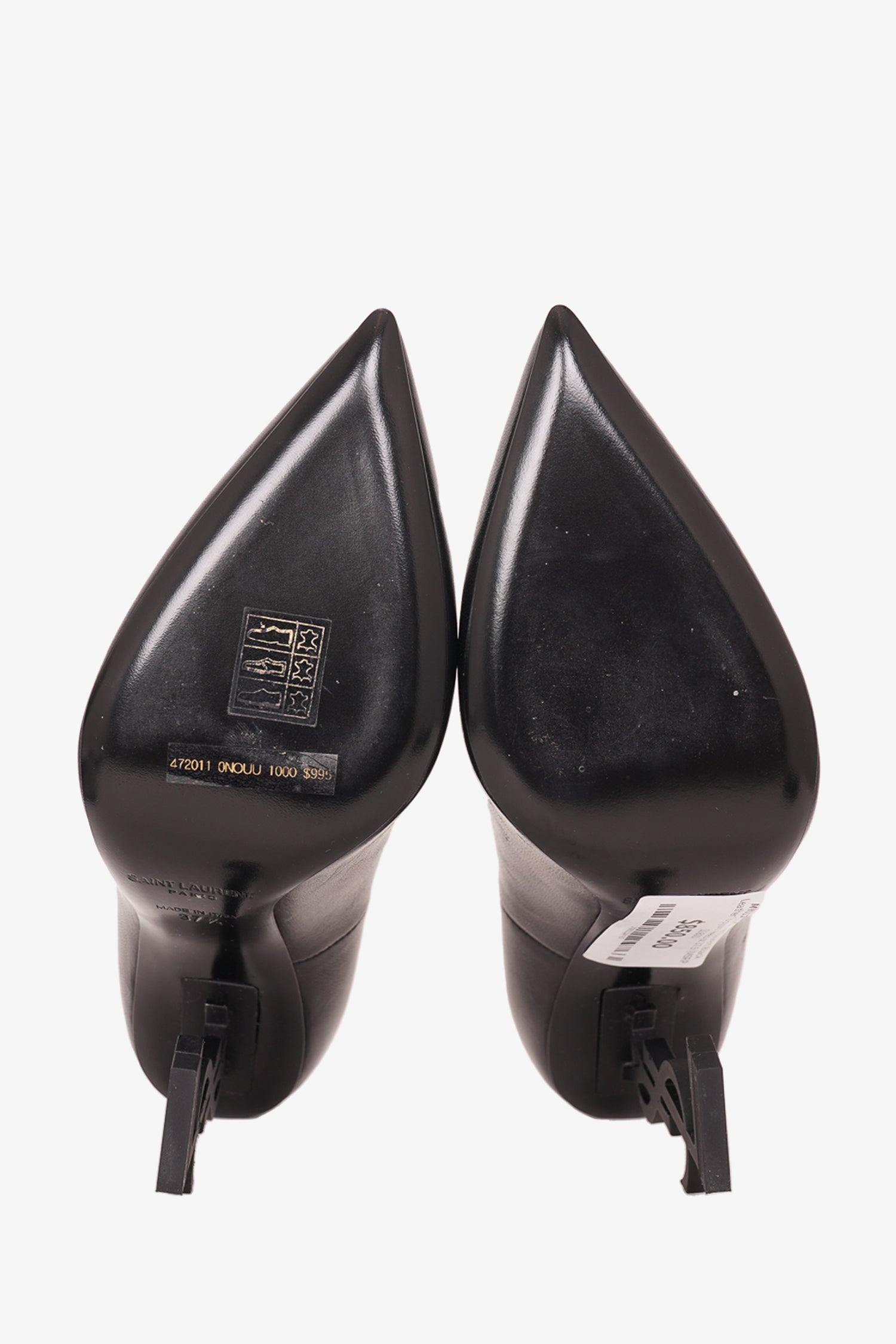 Saint Laurent Black Leather 'Opyum' Heels Size 37.5