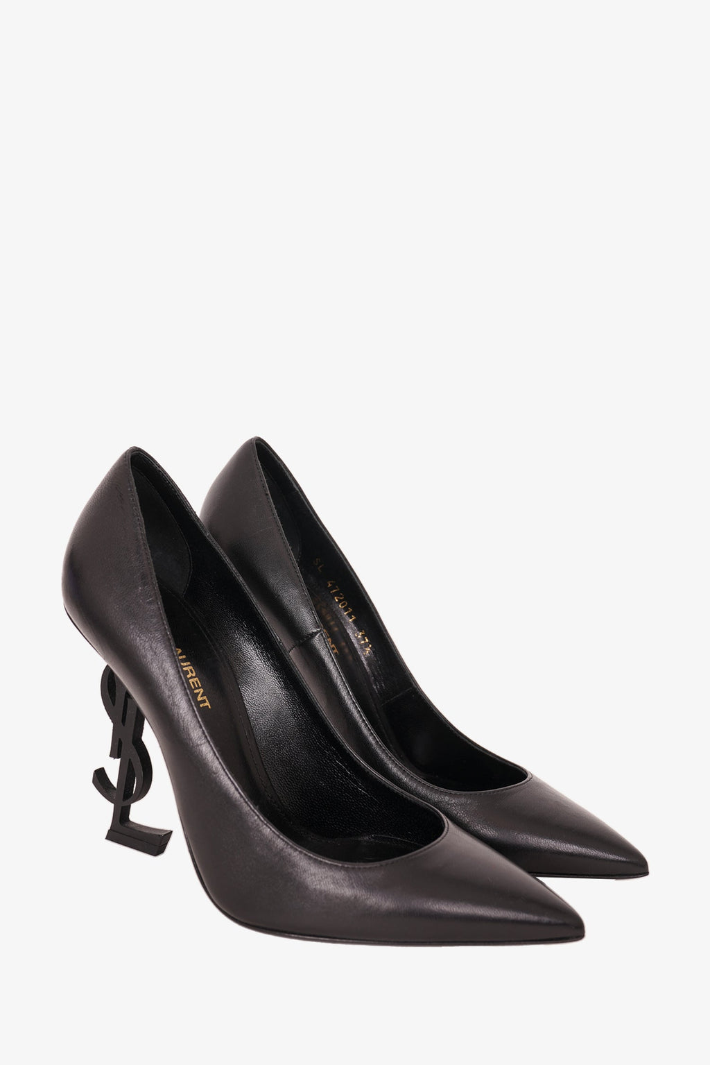 Saint Laurent Black Leather 'Opyum' Heels Size 37.5