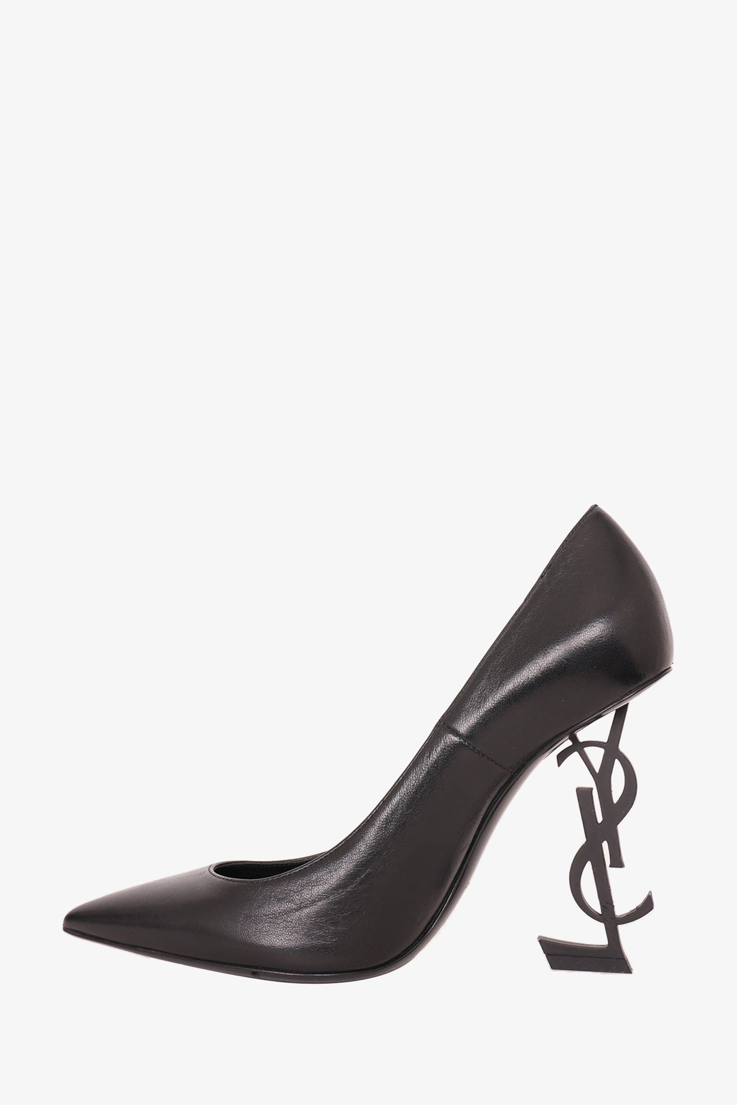 Saint Laurent Black Leather 'Opyum' Heels Size 37.5