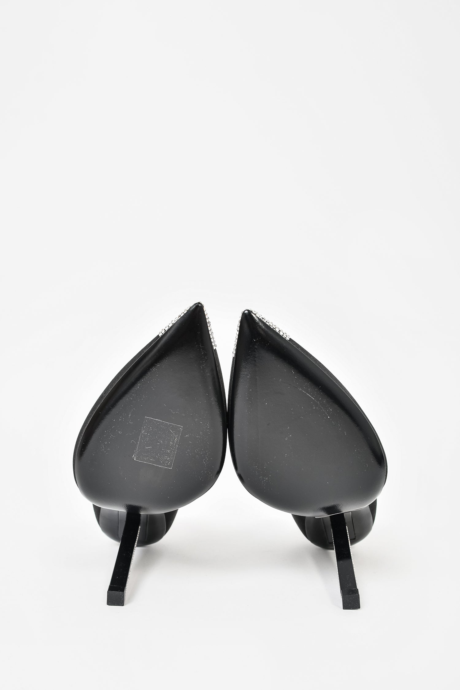 Saint Laurent Black Satin Crystal Embellished Heels Size 37