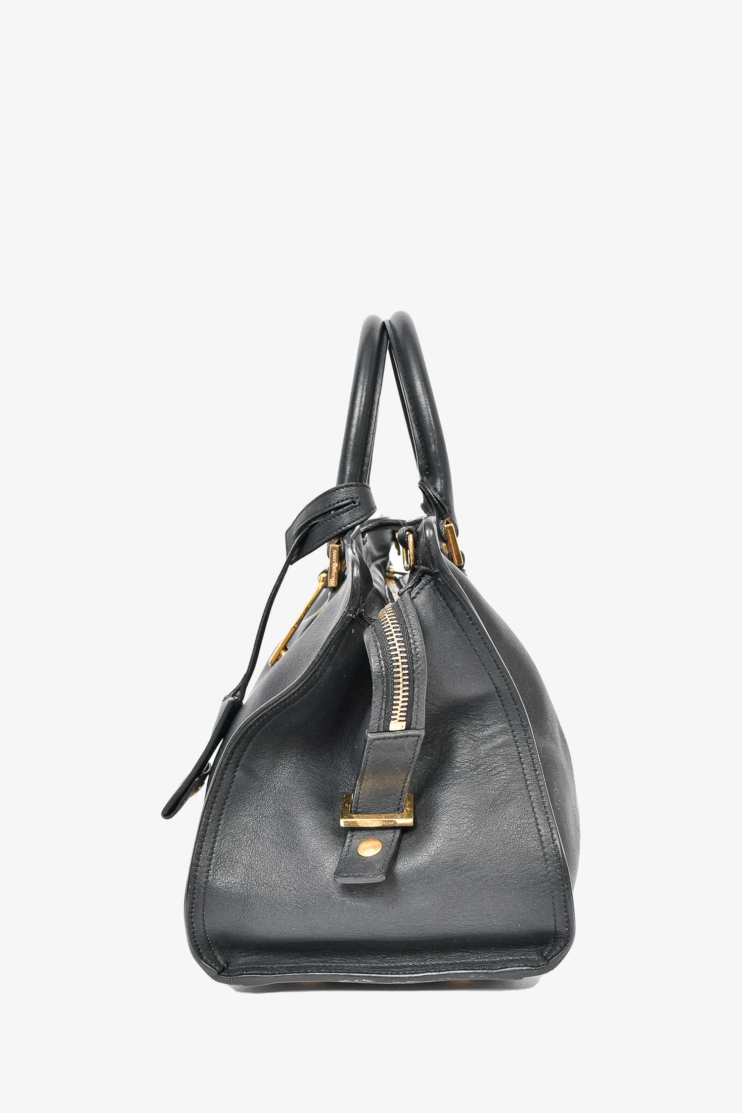 Saint Laurent Black Small Y Cabas Tote with Strap