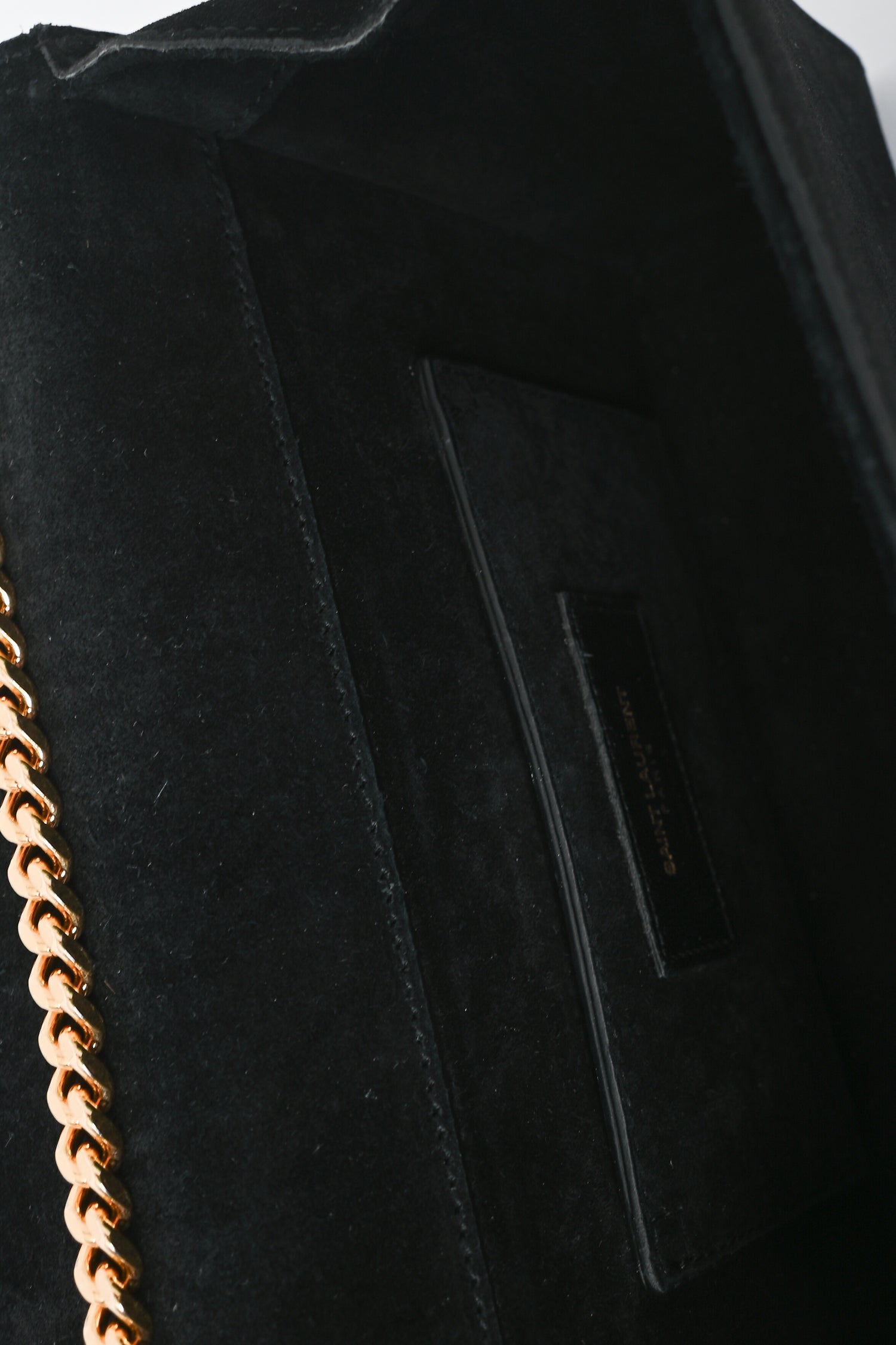 Saint Laurent Black Suede Leather Fringe Detailed Crossbody Bag