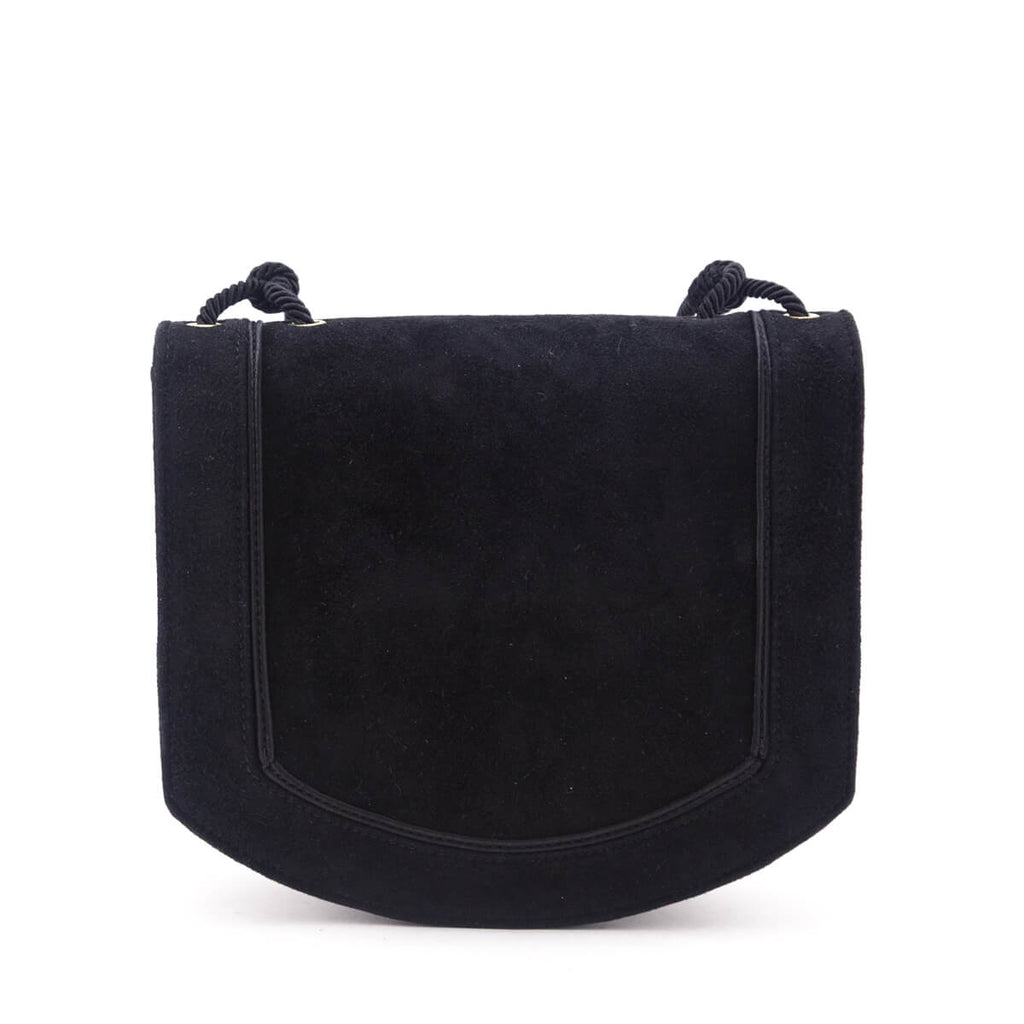 Saint Laurent Black Suede Medium Monogram Fetish Satchel