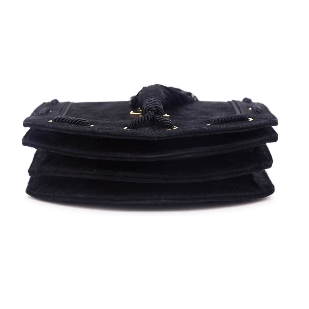 Saint Laurent Black Suede Medium Monogram Fetish Satchel