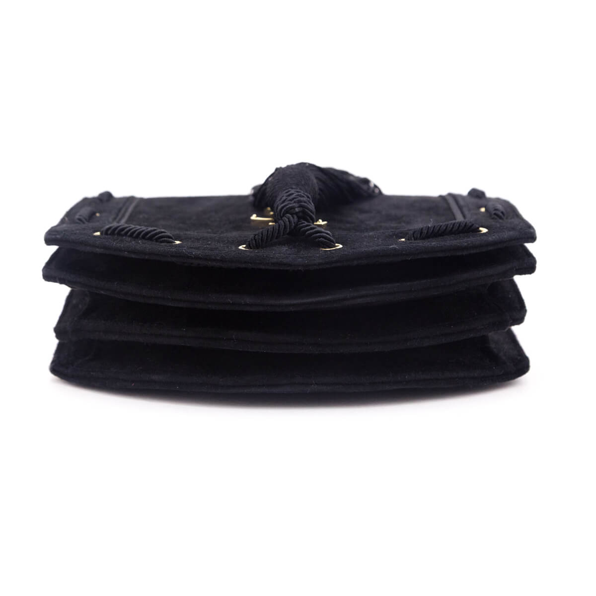 Saint Laurent Black Suede Medium Monogram Fetish Satchel