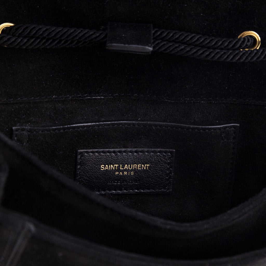 Saint Laurent Black Suede Medium Monogram Fetish Satchel