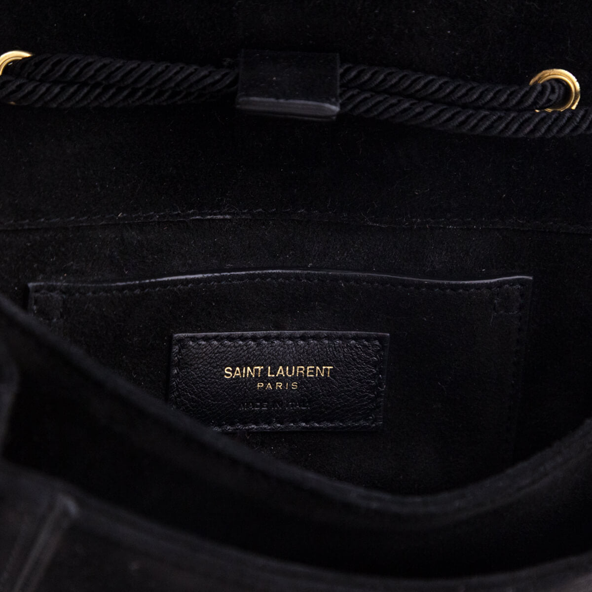 Saint Laurent Black Suede Medium Monogram Fetish Satchel