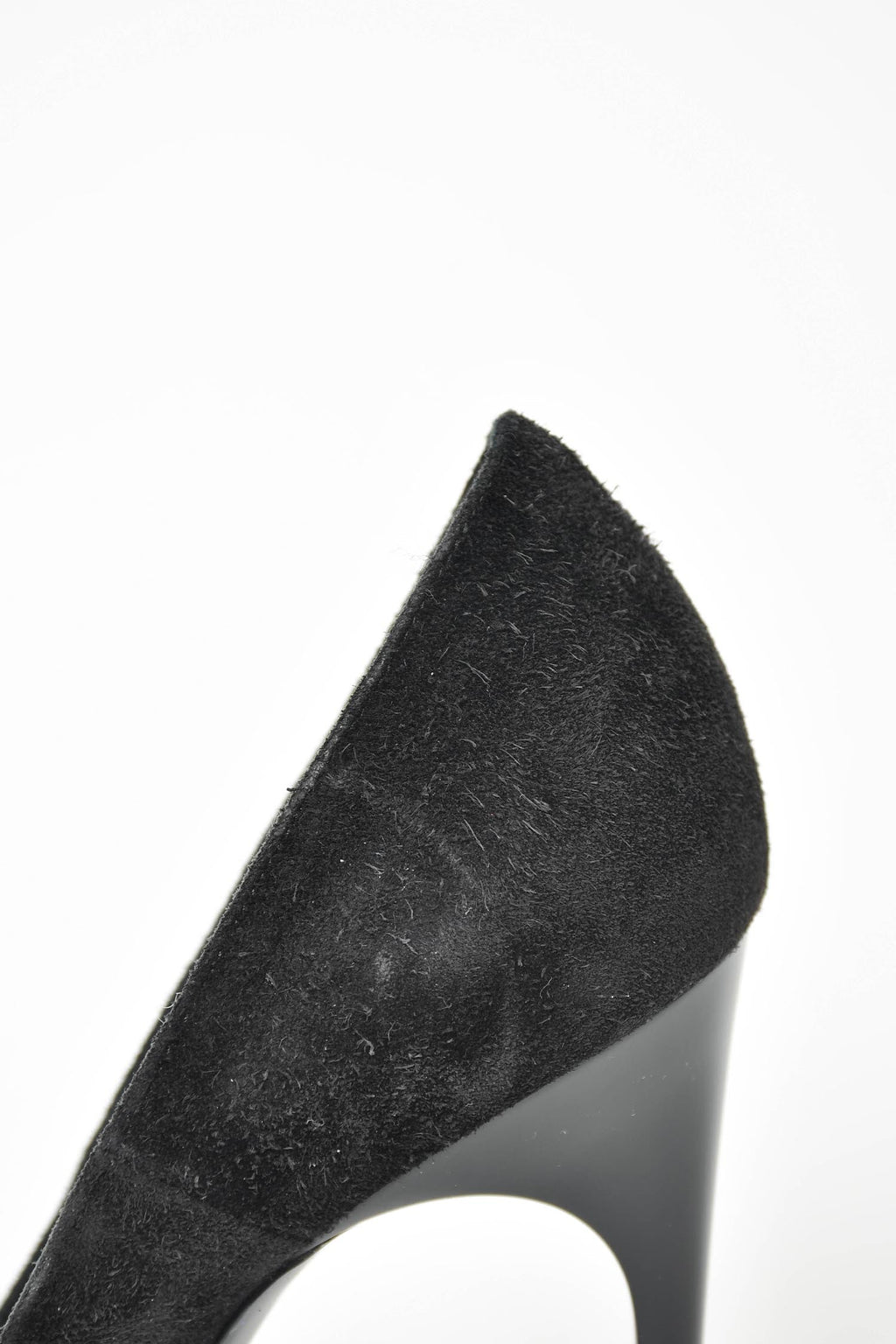 Saint Laurent Black Suede Turquoise Cap Toe Heels Size 36.5