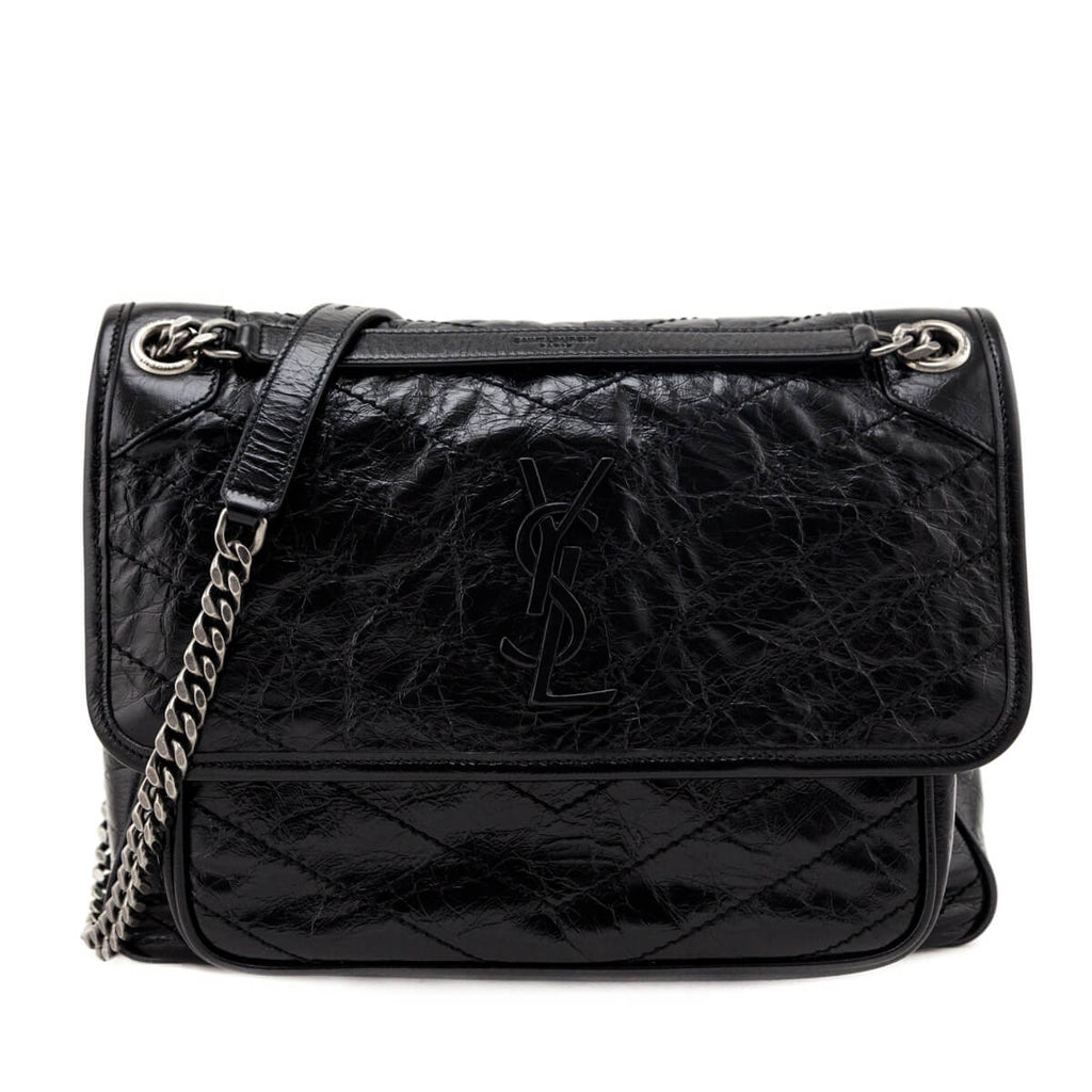 Saint Laurent Black Vintage-Calfskin Matelasse Medium Niki Bag