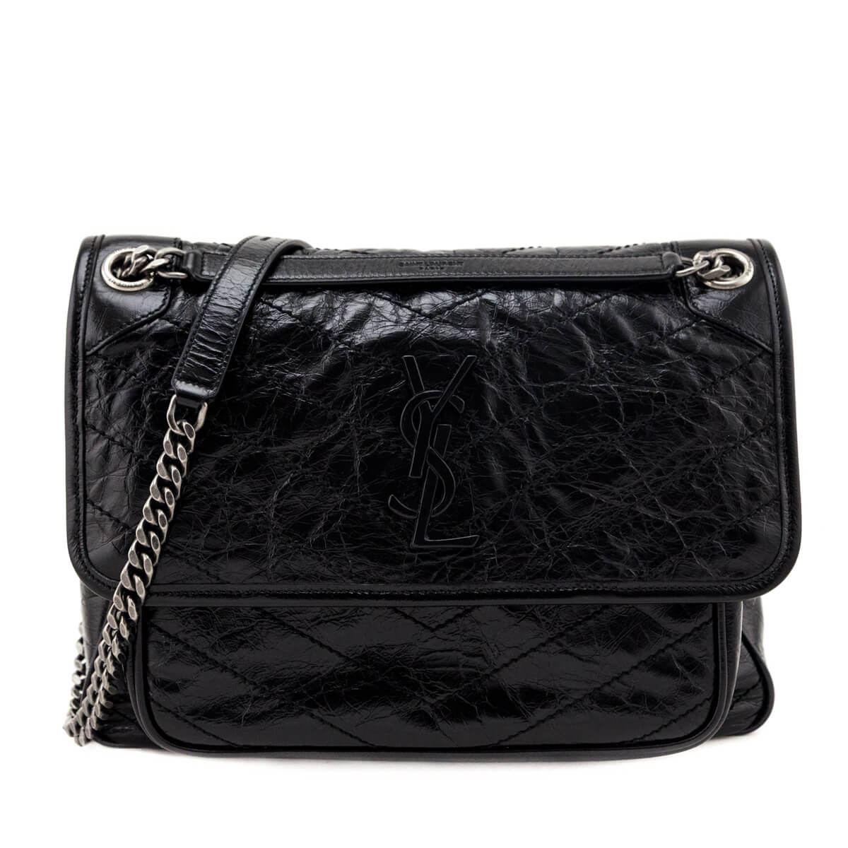 Saint Laurent Black Vintage-Calfskin Matelasse Medium Niki Bag
