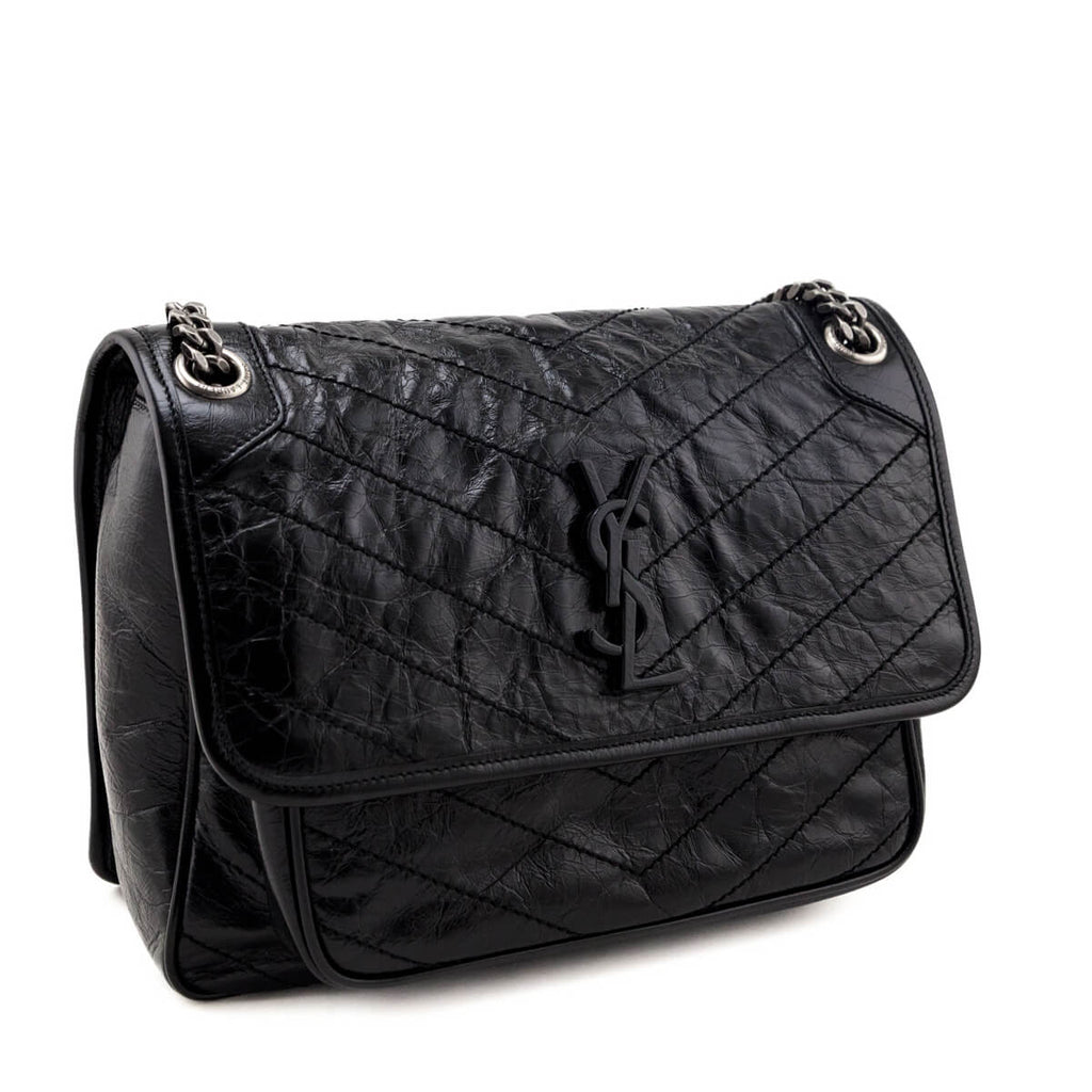 Saint Laurent Black Vintage-Calfskin Matelasse Medium Niki Bag
