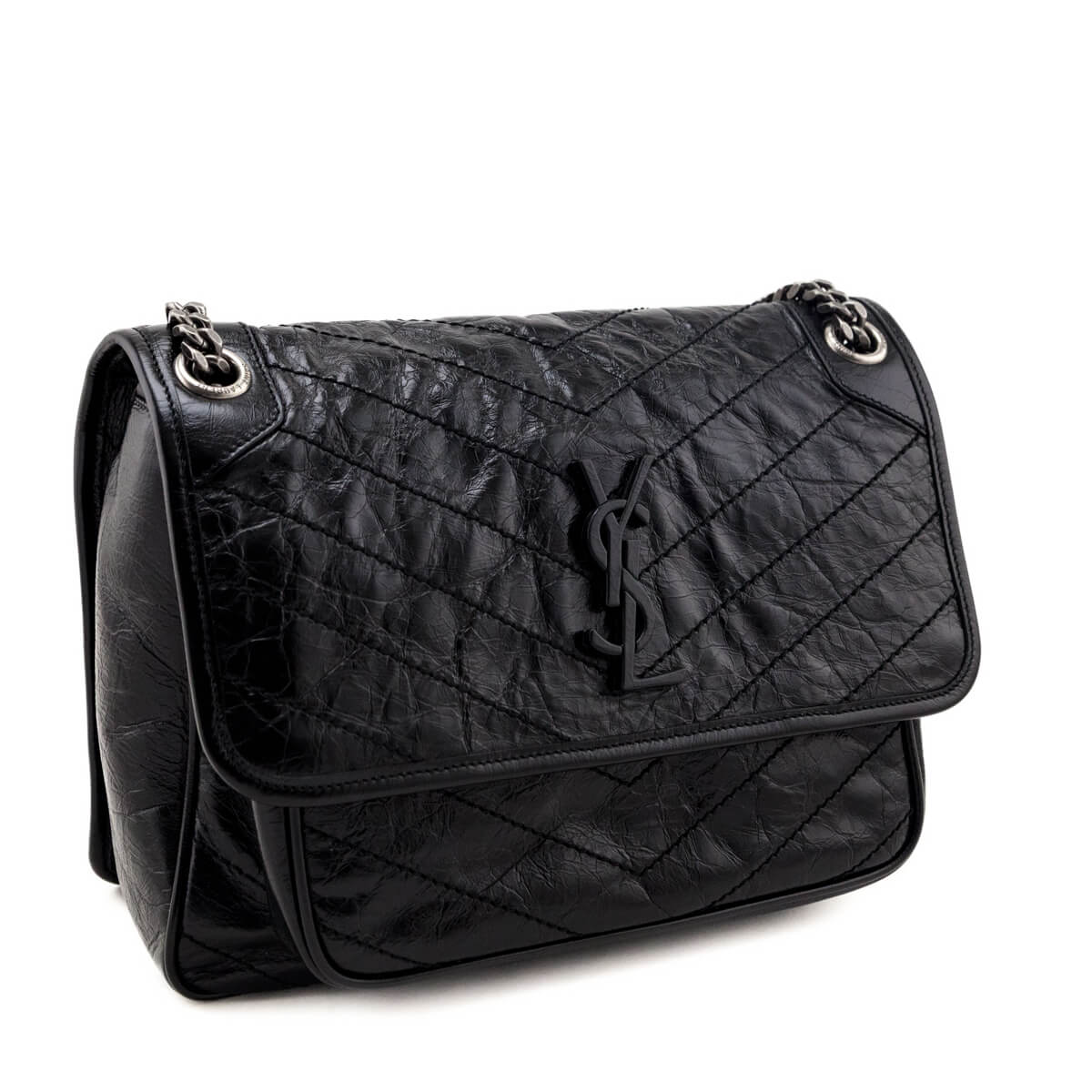 Saint Laurent Black Vintage-Calfskin Matelasse Medium Niki Bag