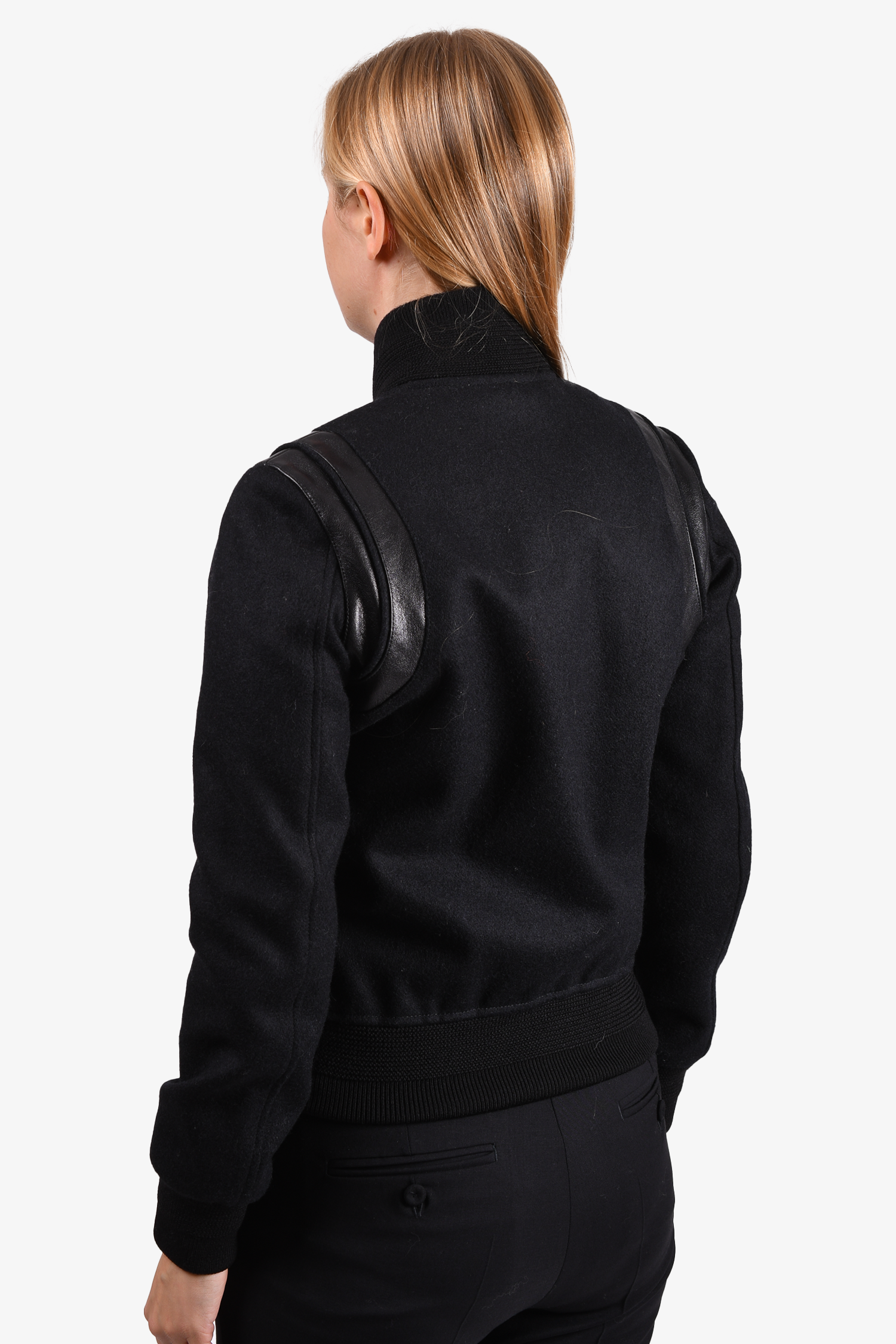 Saint Laurent Black Wool Varsity Jacket Size 36 FR