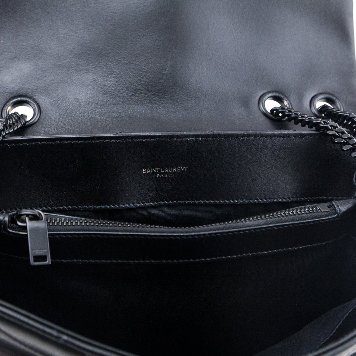 Saint Laurent Black Y Quilted Leather Monogram Medium Loulou Chain Satchel
