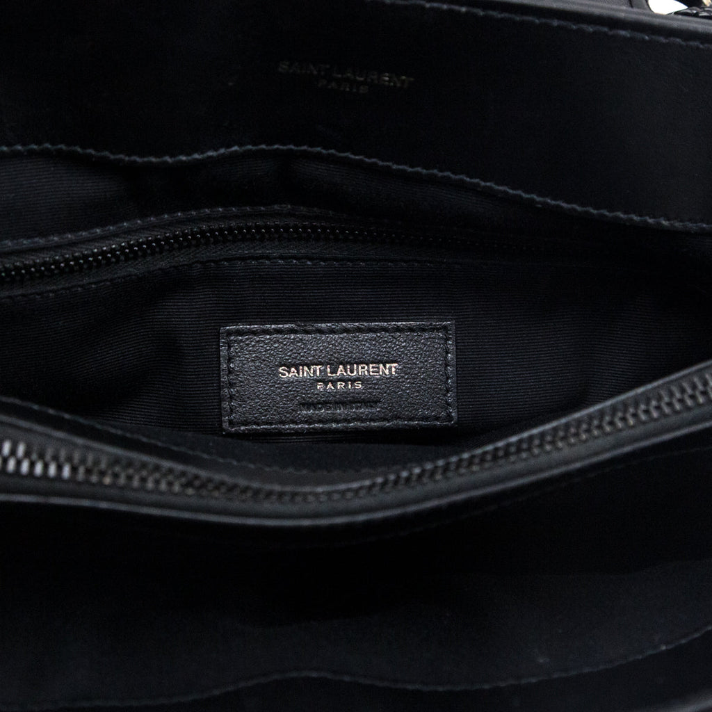 Saint Laurent Black Y Quilted Leather Monogram Medium Loulou Chain Satchel