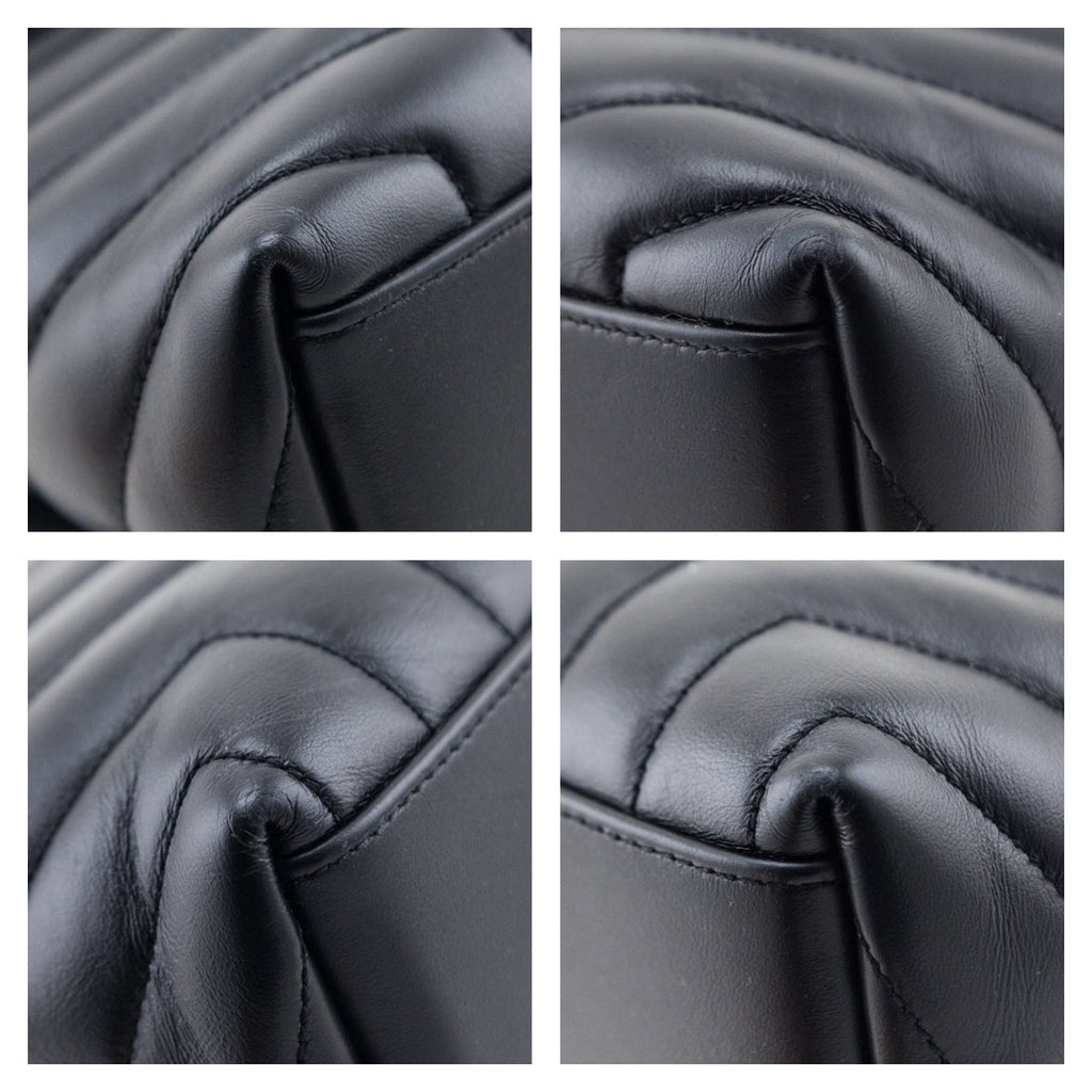 Saint Laurent Black Y Quilted Leather Monogram Medium Loulou Chain Satchel