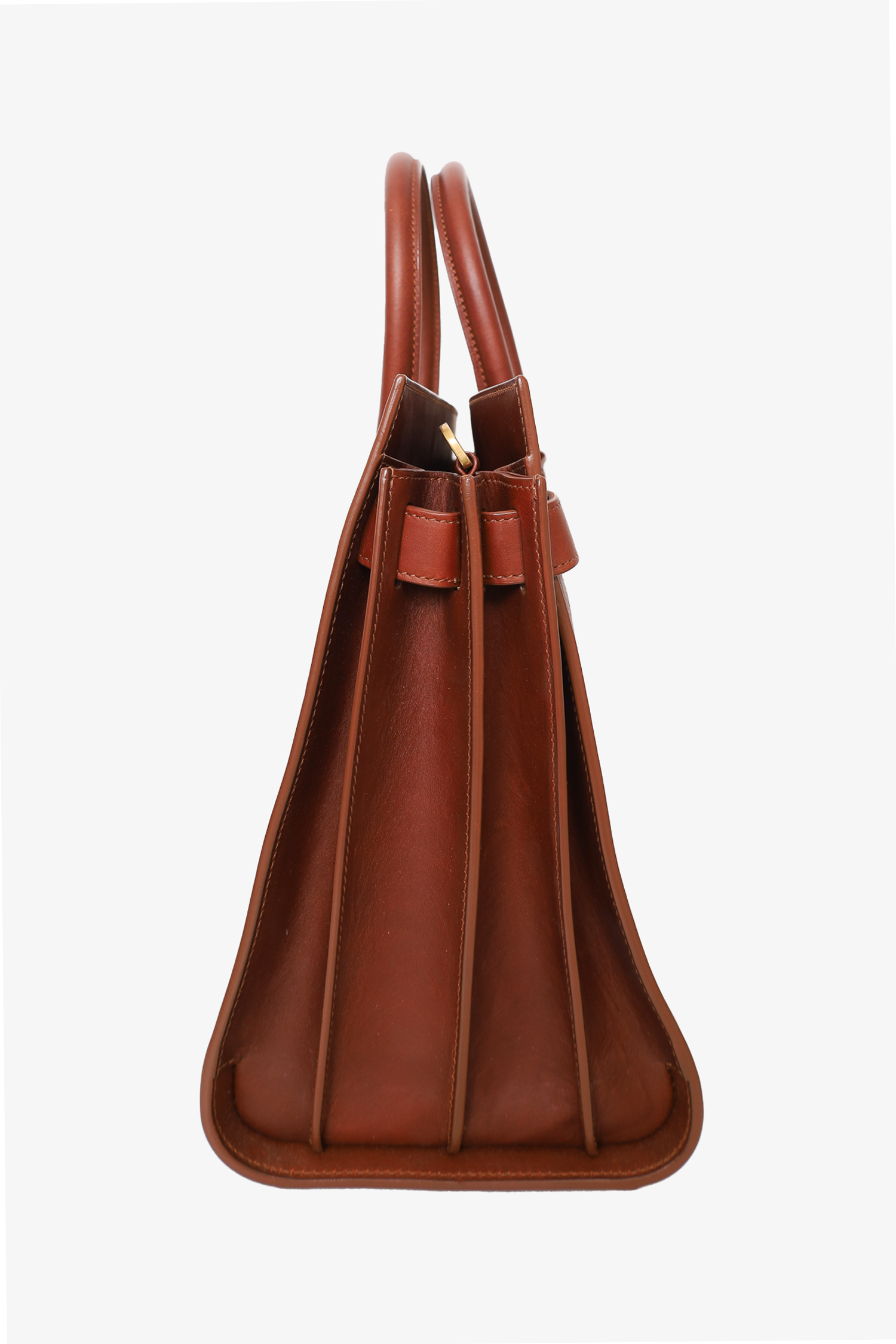 Saint Laurent Brown/Beige Linen Calfskin Medium Souple Sac De Jour Cognac