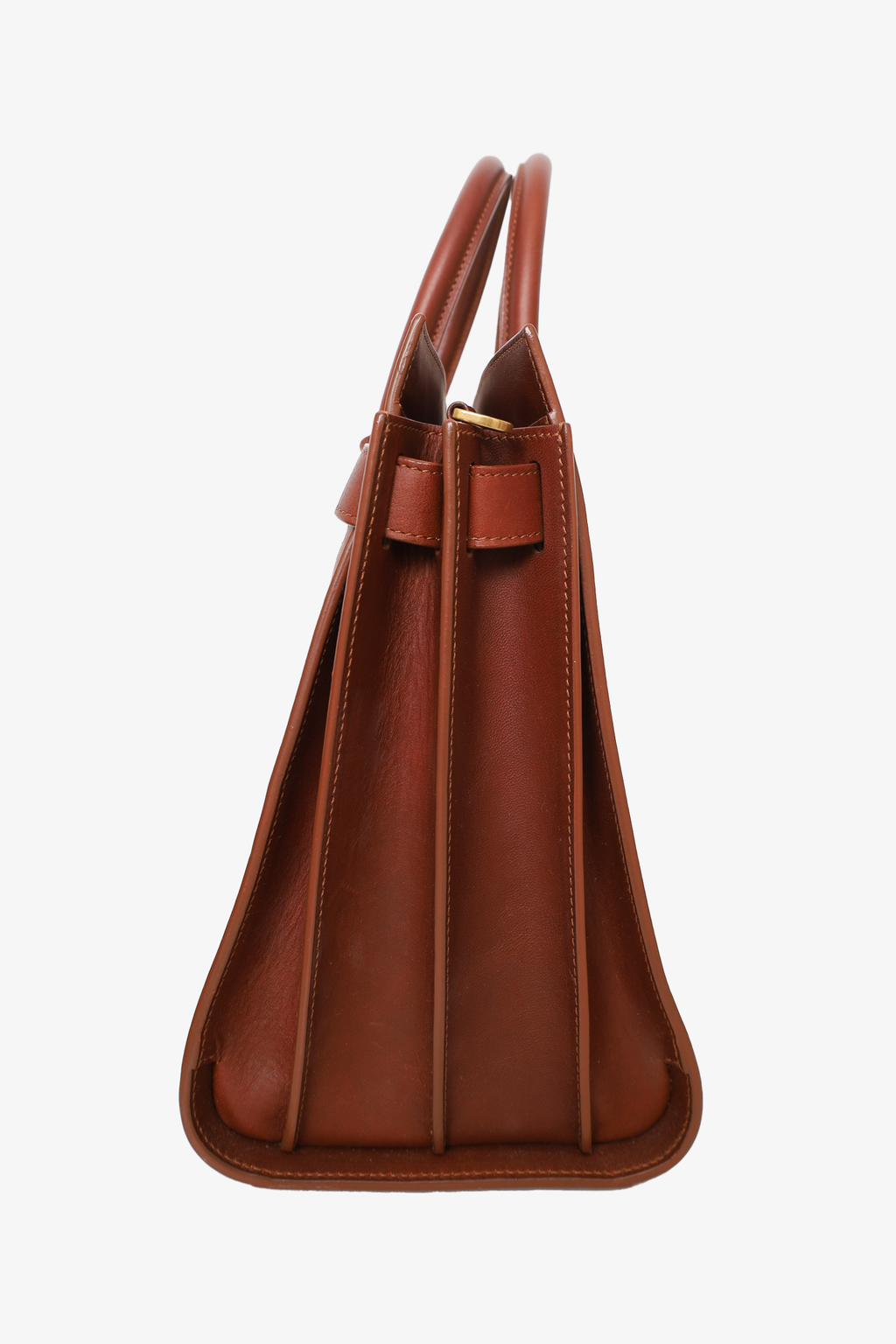 Saint Laurent Brown/Beige Linen Calfskin Medium Souple Sac De Jour Cognac