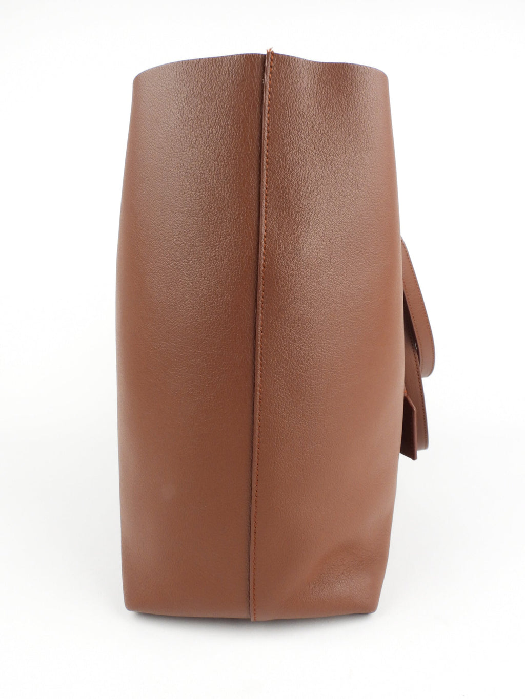 Saint Laurent Brown Leather Shopping Tote with Pouch