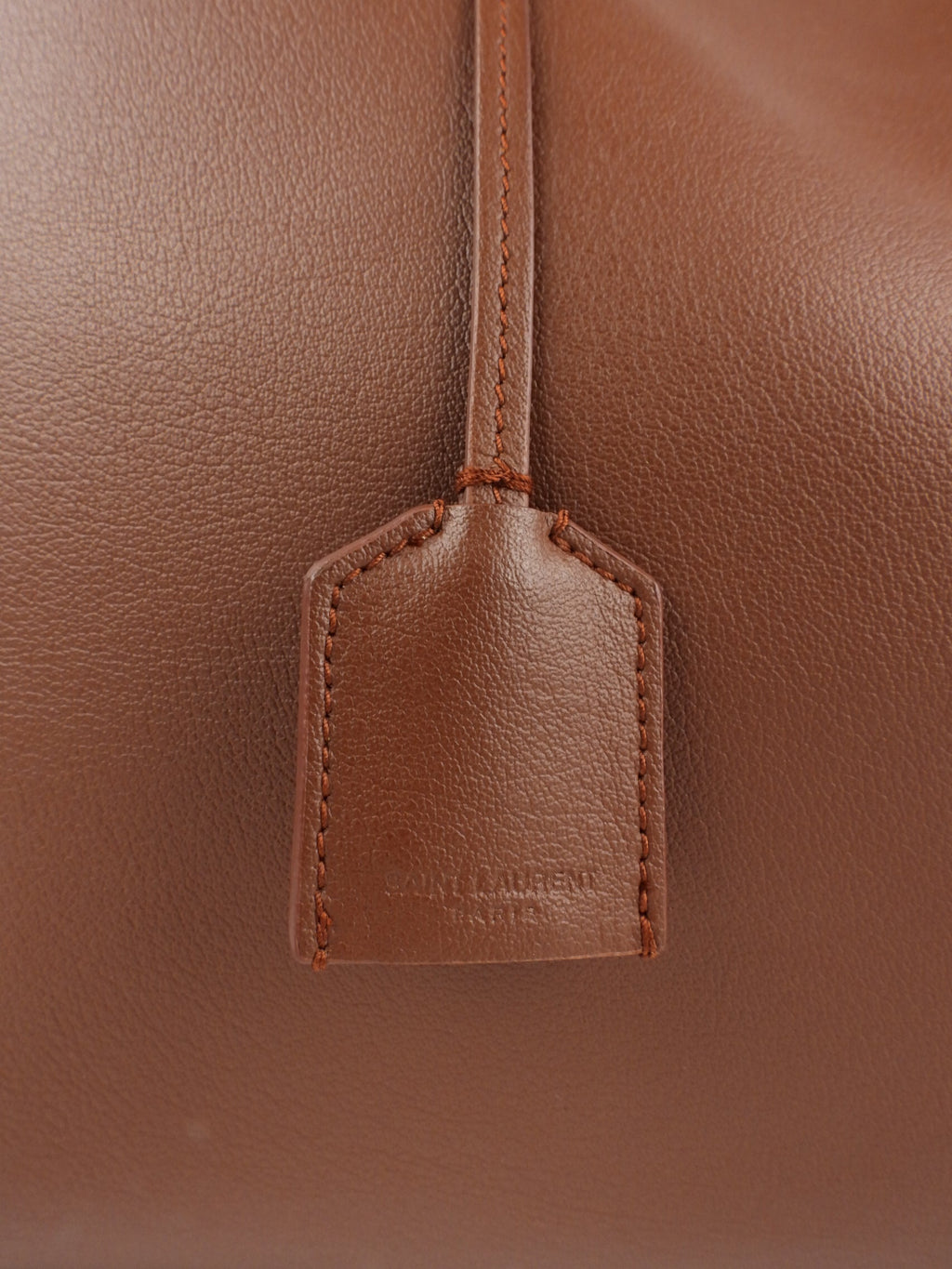 Saint Laurent Brown Leather Shopping Tote with Pouch