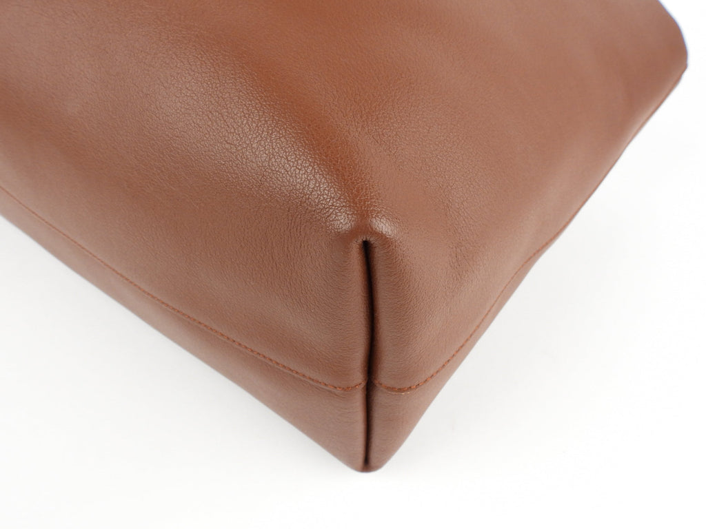 Saint Laurent Brown Leather Shopping Tote with Pouch