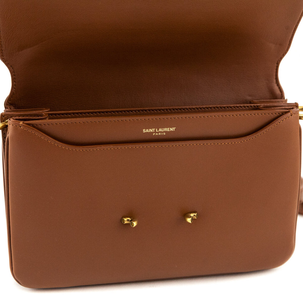 Saint Laurent Brown Smooth Calfskin Le Maillon Satchel