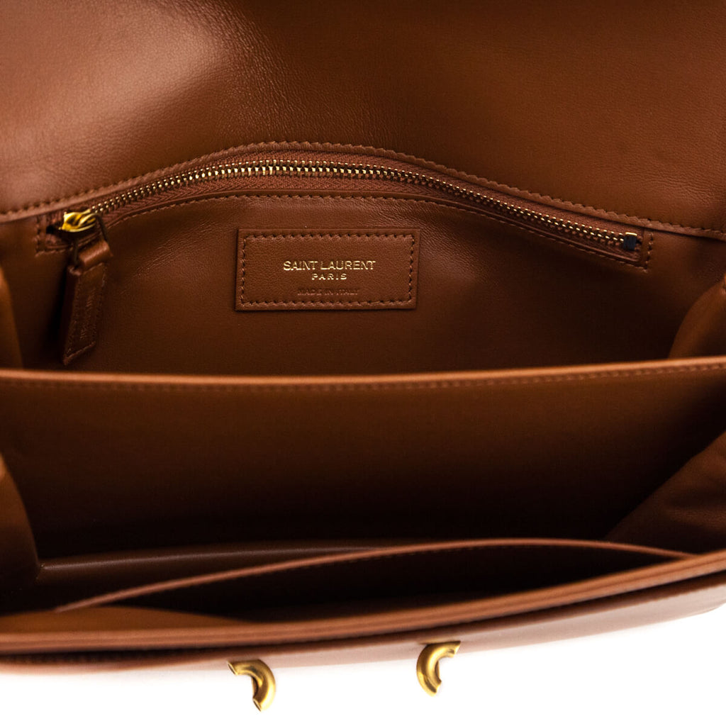 Saint Laurent Brown Smooth Calfskin Le Maillon Satchel