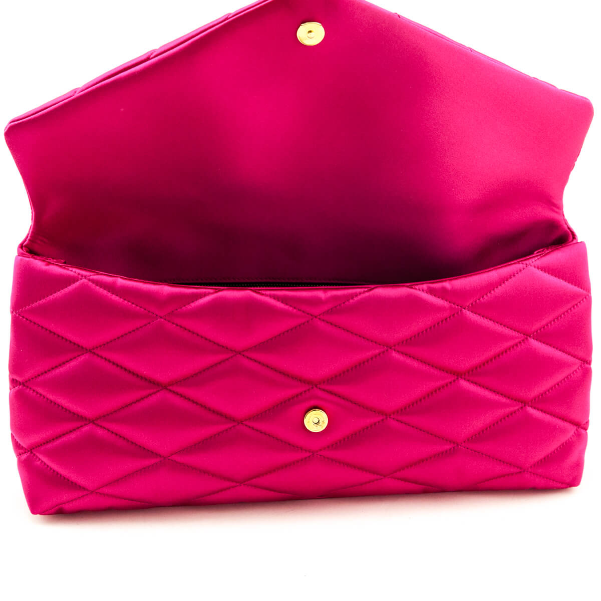 Saint Laurent Bubblegum Satin Quilted Large Sade Puffer Clutch