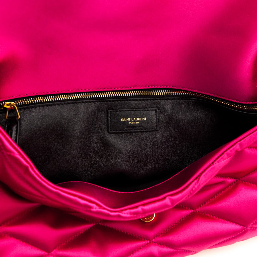 Saint Laurent Bubblegum Satin Quilted Large Sade Puffer Clutch
