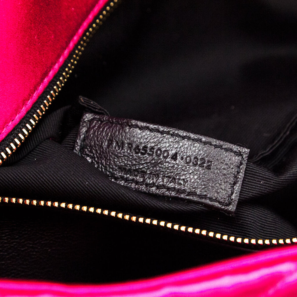 Saint Laurent Bubblegum Satin Quilted Large Sade Puffer Clutch
